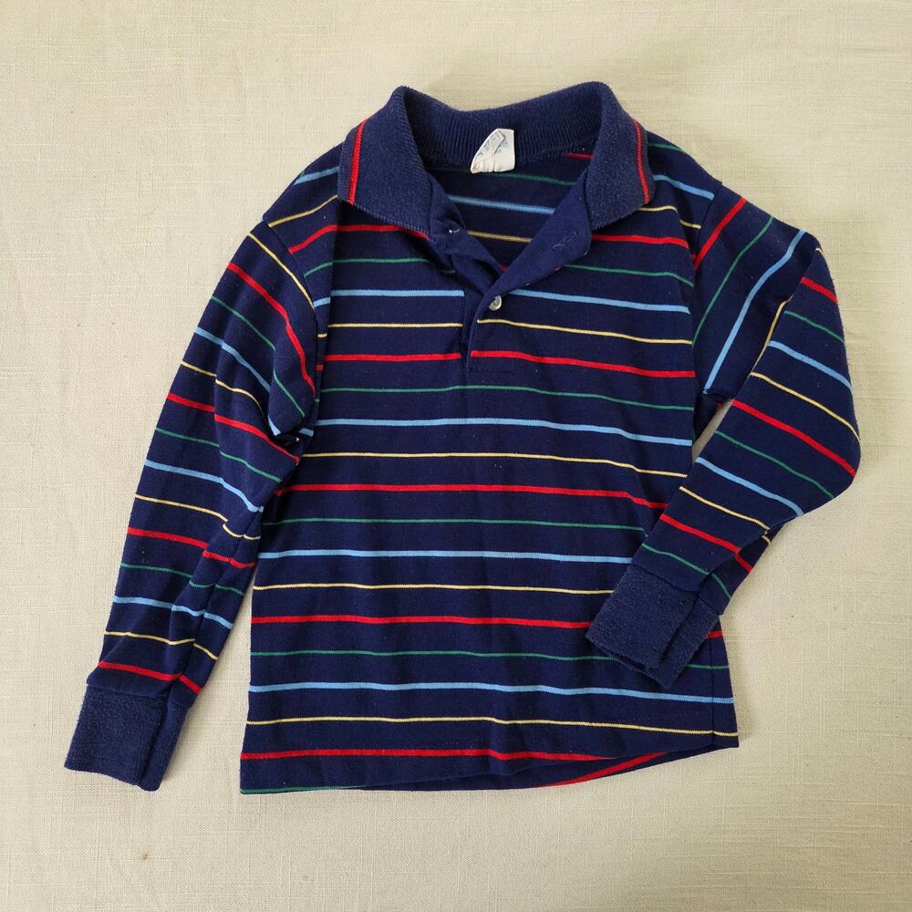 Vintage Multicolored Navy Striped Long Sleeve 3t